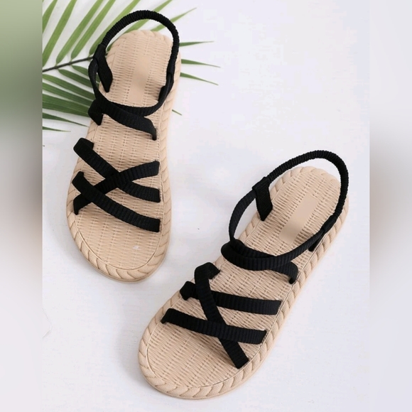 2 Pairs Black Sandals 7.5 - Picture 4 of 8